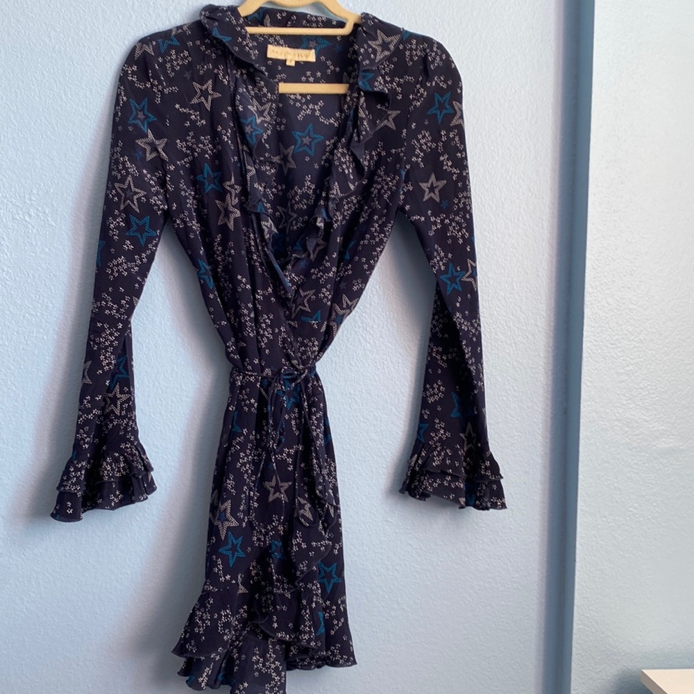 wrap dress blue w stars